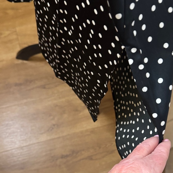 Elegant Black and White Polka Dot Midi Dress - Picture 5 of 9